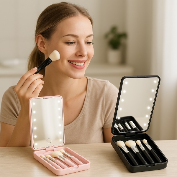 Mini kefekészlet LED tükörrel | GLOBRISTIC